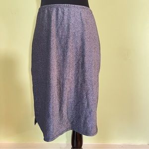 VTG Y2K SILVER METALLIC THREAD CYBER GOTH SIDE SLIT KNEE LENGTH SKIRT SIZE LARGE